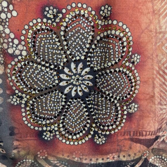 Chico's Top Size XL (16) Rhinestones Ruffles Fall Floral Fairy BOHO Whimsical - Picture 3 of 13